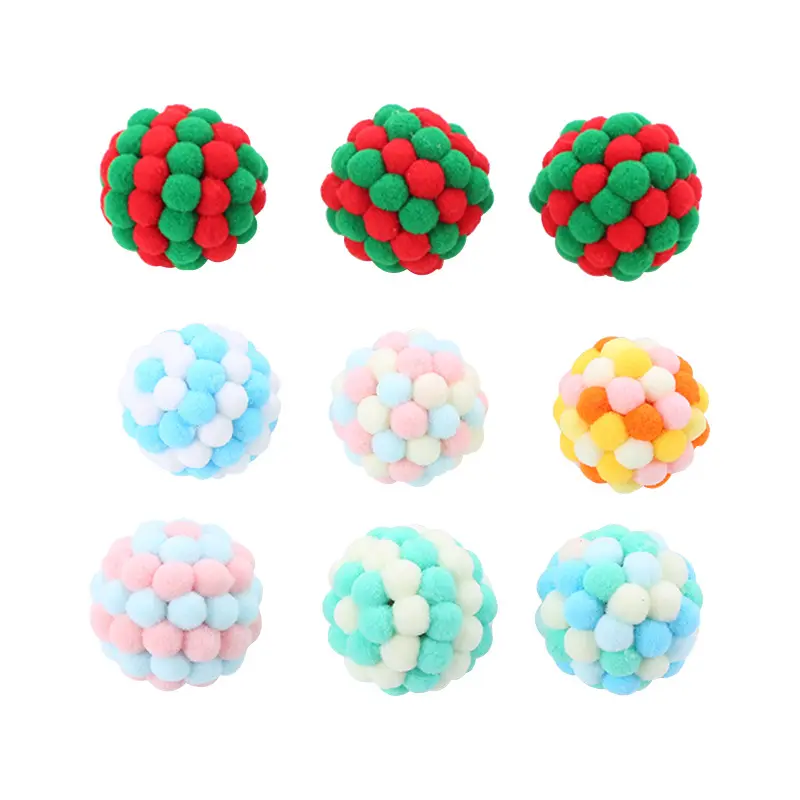 Cat Toy Colorful Plush Ball, Sounding Multi-color