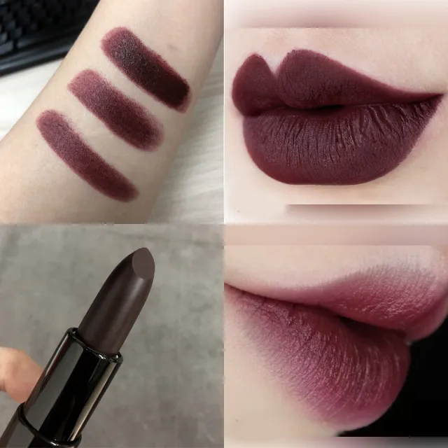 Dark Purple Chocolate Brown Matte Lipstick Black Purple - Shop at LoveMi