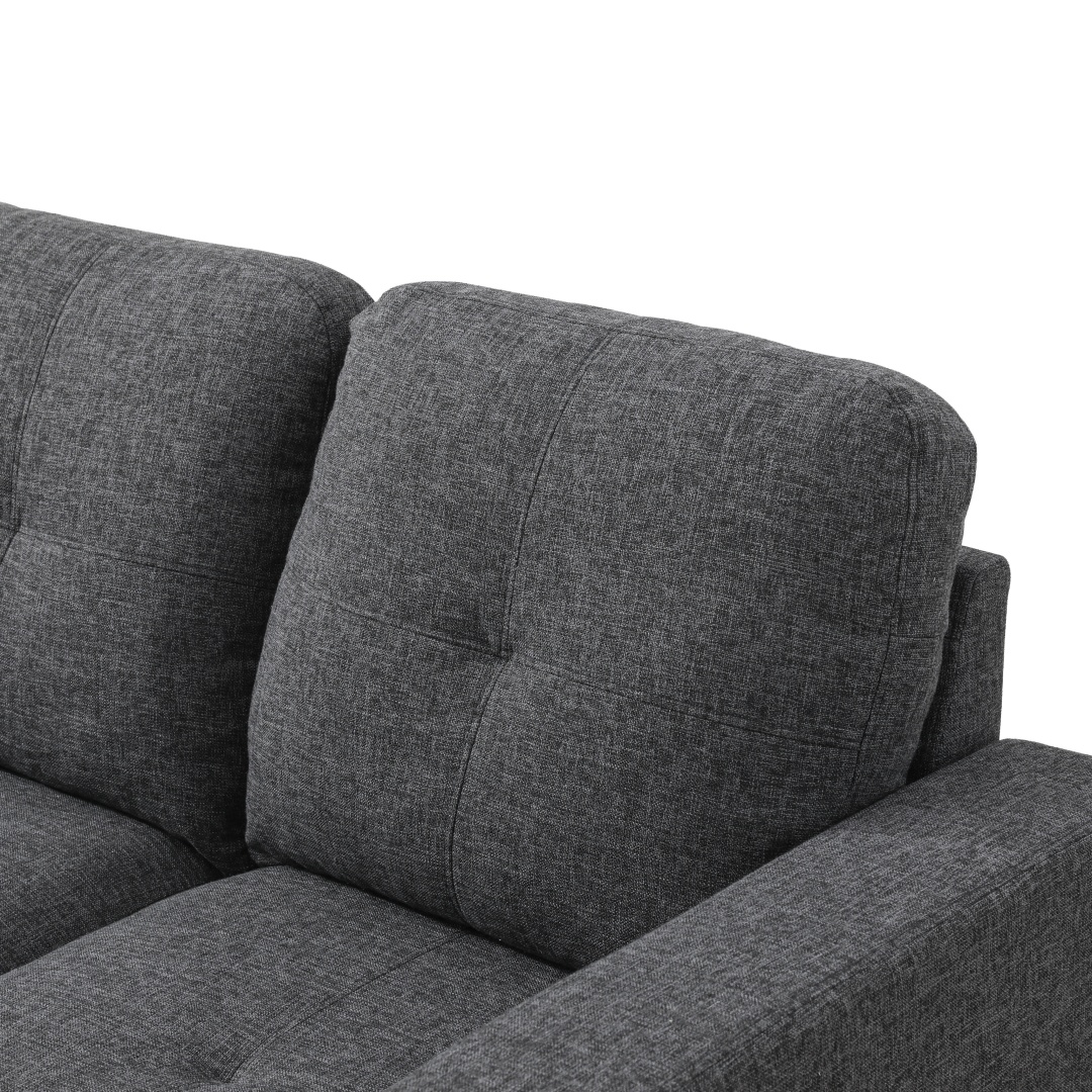 Pickup Only--Black Grey Linen 3-Piece Couch Living Room Sofa Set