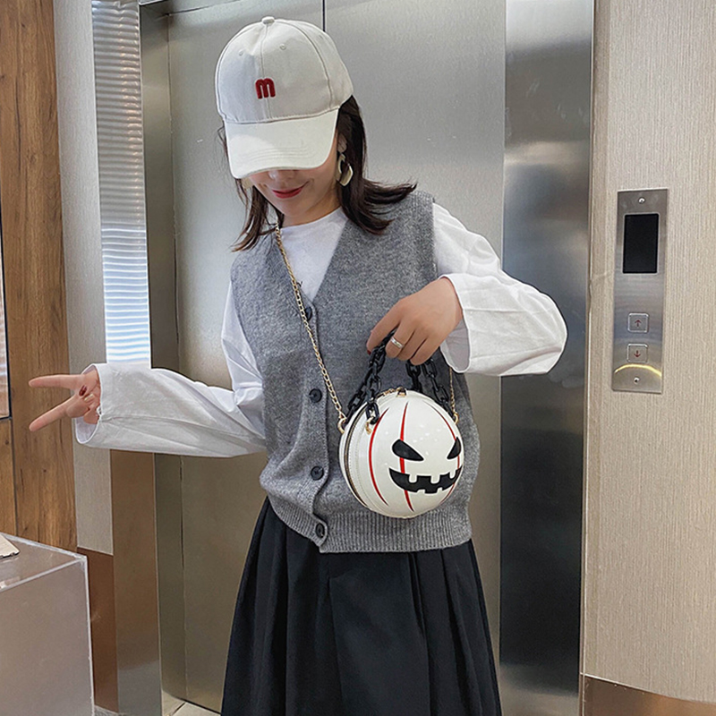 Сумки с шариками из тыквы на Хэллоуин и цепочкой, индивидуальные креативные забавные сумки на плечо для детей и женщин