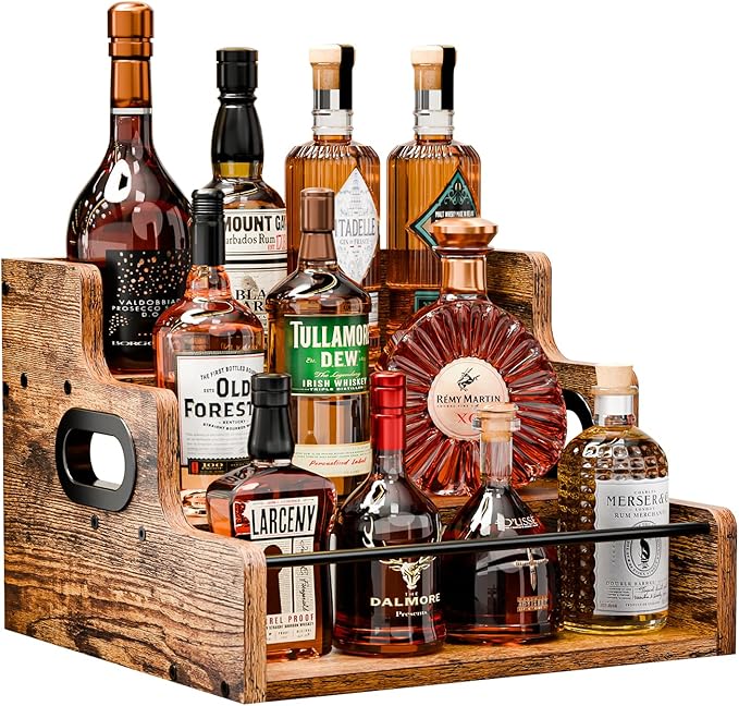 3-Tier Countertop Bottle Display Shelf, Retro Coffee Syrup And Beverage Rack Organizer For Home Bar, Kitchen And Cabinet Storage — 1