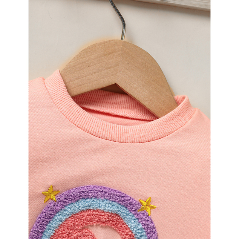 Baby Girls Rainbow Skirt Set Letters Embroidery Long Sleeve Sweatshirt Tops & Rainbow Tutu Skirt Outfits — foto 6