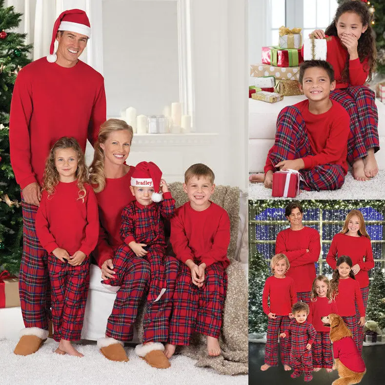 Plaid Cotton Christmas Parent-child Pajamas