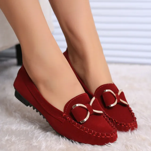 Fashion Bowknot Flats Shoes Women Casual Solid Loafers Cozy Shoes Wine - Shop at LoveMi