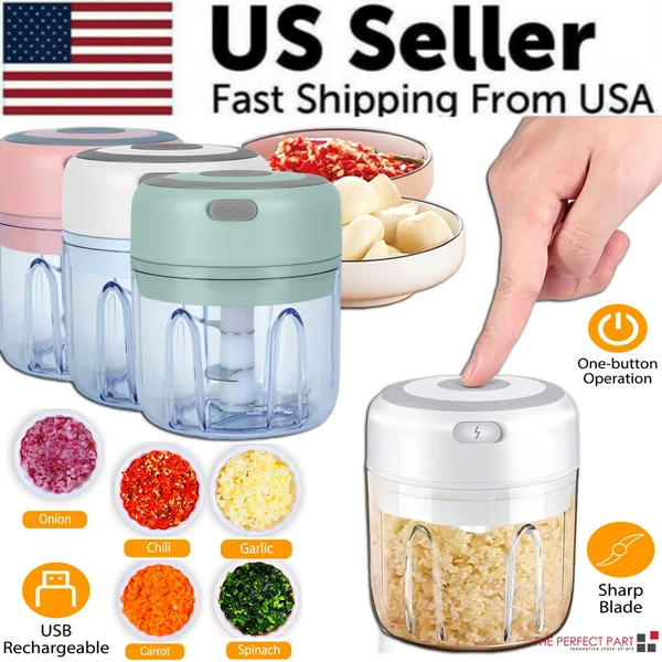 Electric 300ML Garlic Press Chopper Chili Onion Fruits Meat Mincer Blender Mixer — foto 18