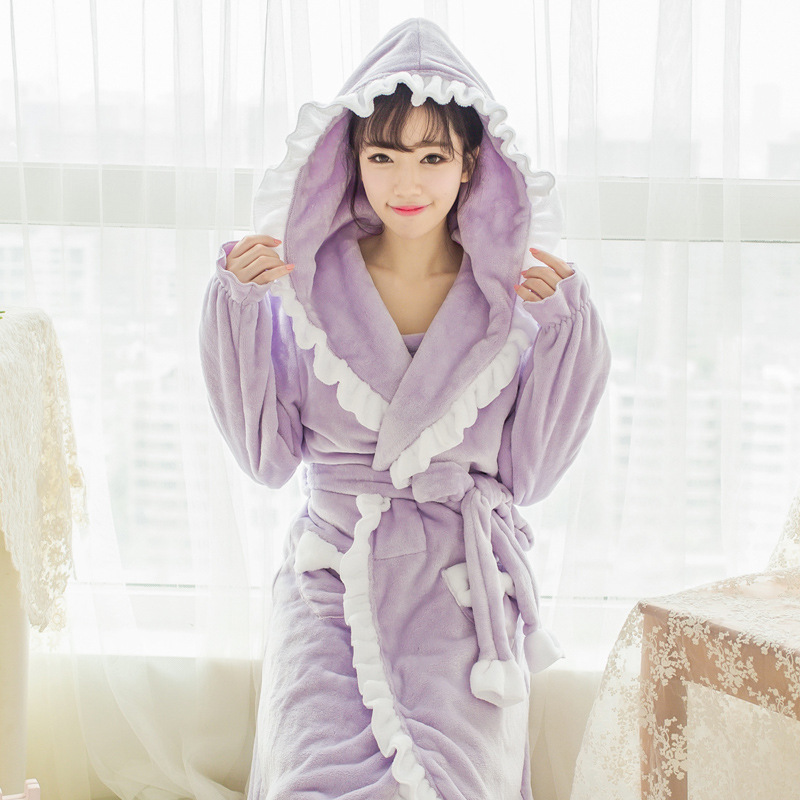 Hooded white lace purple