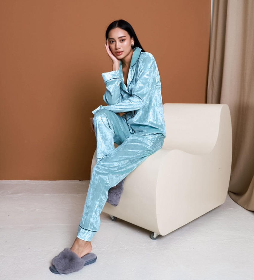 Title 18, Green Diamondmax Velvet Womens New Pajamas Suit