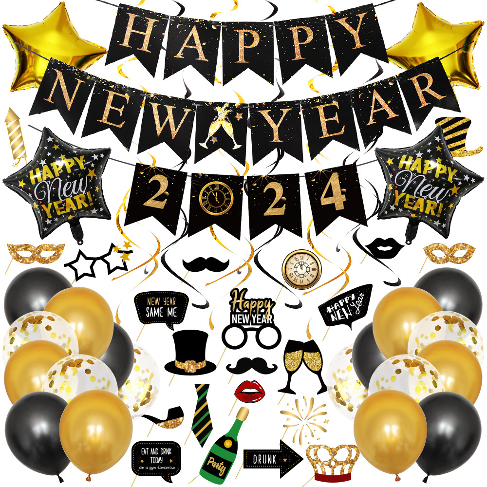 Title 2, Happy New Year Balloon Set Annual Meeting Decor...