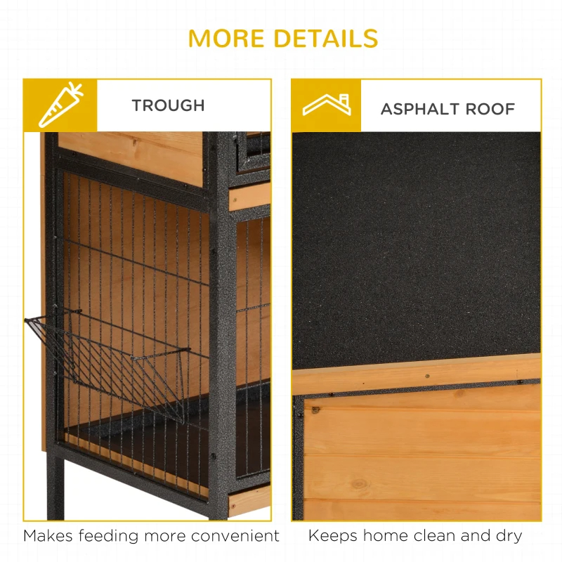 2-Story Large Rabbit Hutch Bunny Cage Wooden Pet House Metal Frame With Rooms, Ramp, No Leak Tray, Feeding Trough, Waterproof Asphalt Roof For Rabbits, Chickens, Ducks, OutdoorIndoor