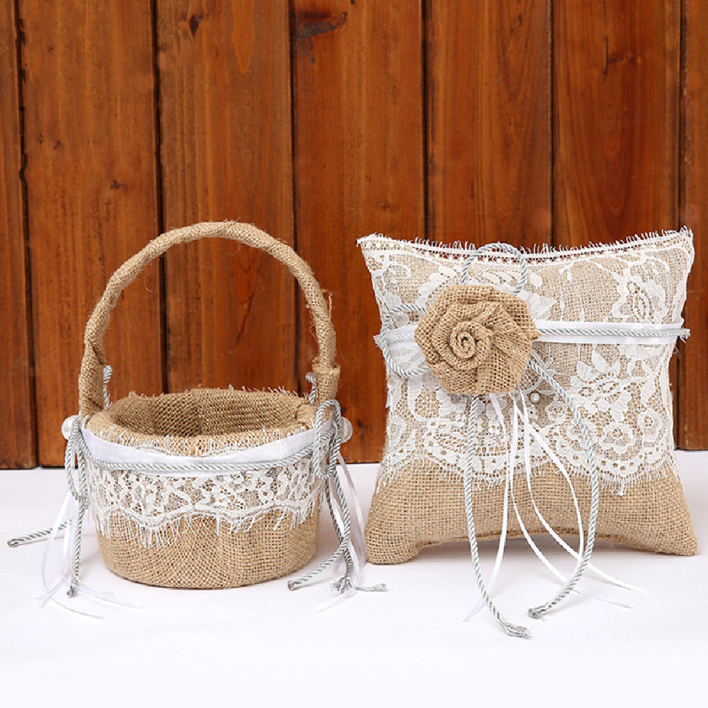 Title 1, Flower High-end Ring Pillow Basket Set