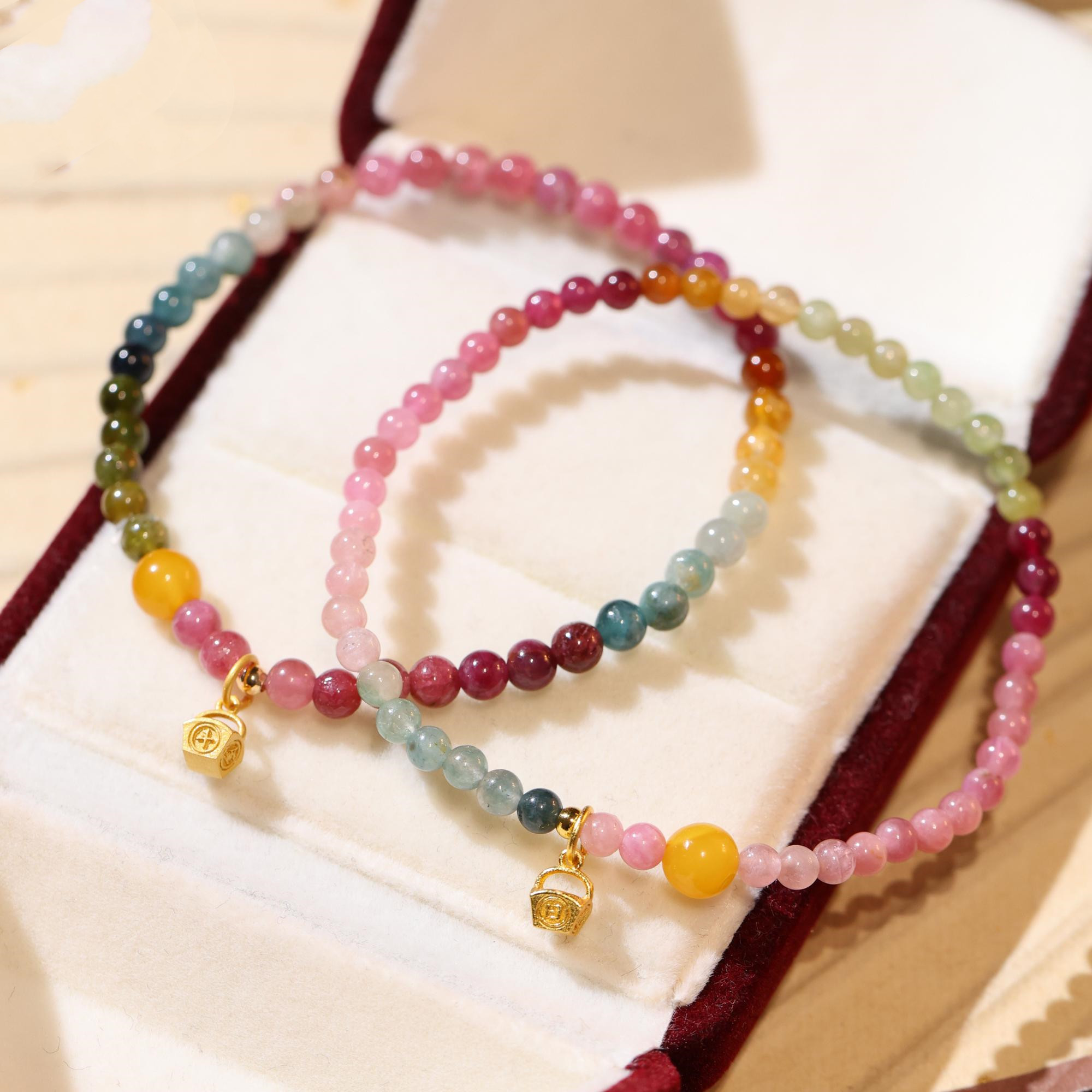 Single-loop Tourmaline Charm Bracelet With Nissin Charm