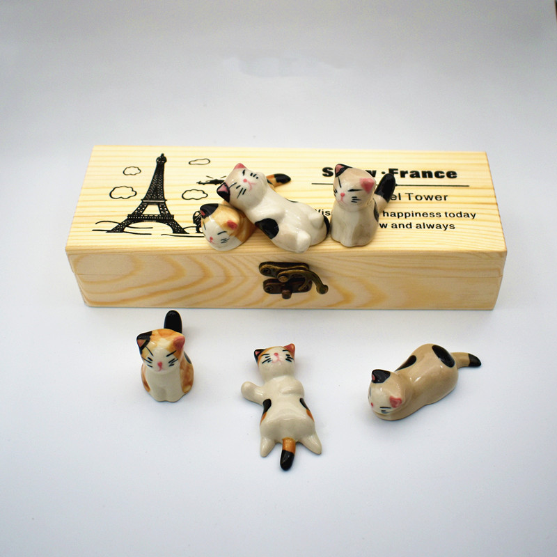 Ceramic Cat Chopstick Holder Chopstick Holder Desktop Pen Holder Craft Decoration