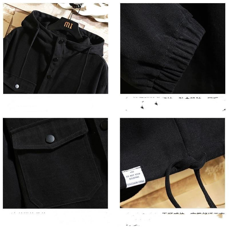 Men's Loose Half-zip Hooded Cargo Jacket