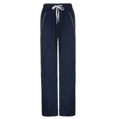 Elastic Lace Up High Waist Loose Casual Trousers - Navy Blue - View 1