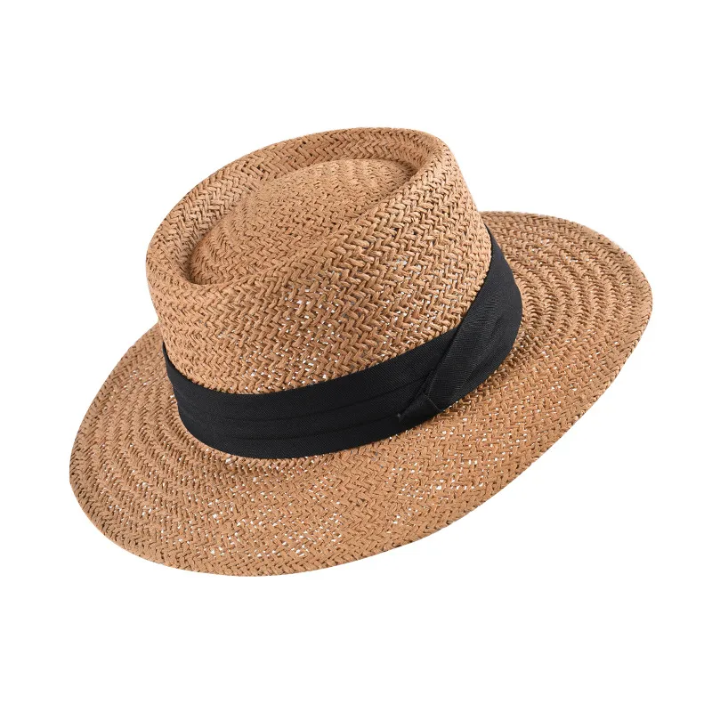 European And American Flat Top Hat Beach Sunscreen Hat - Black