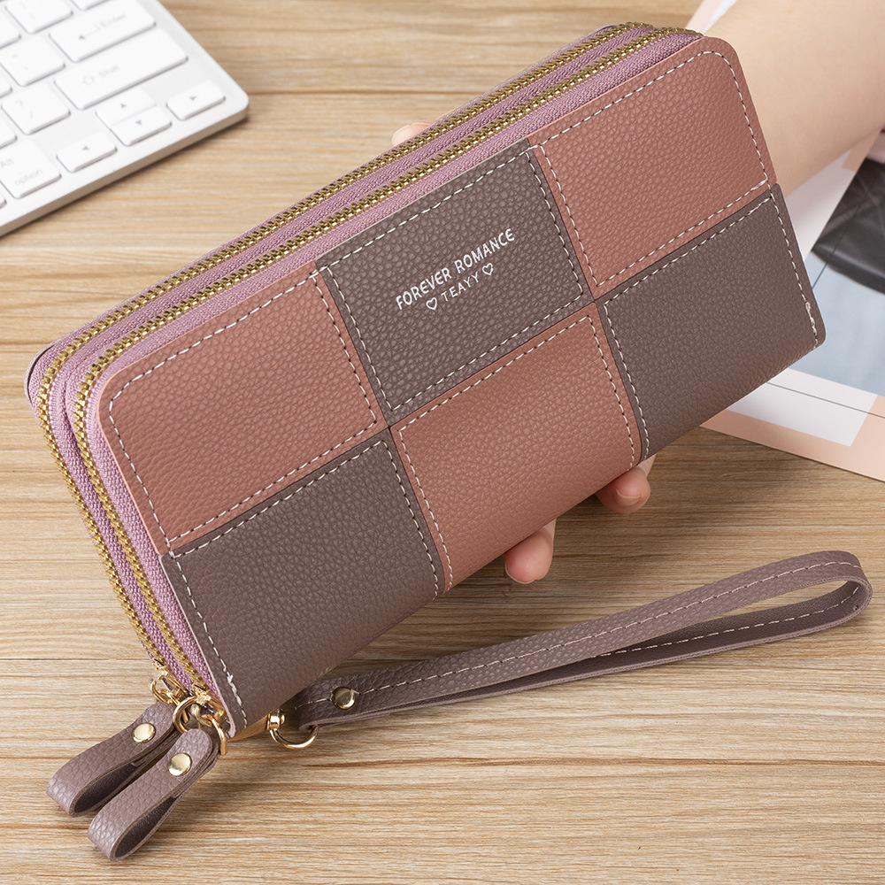 Three Color Splicing Zipper Mobile Phone Bag Wallet