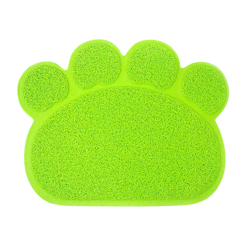PVC Pet Dog Cat Puppy Kitten Dish Bowl Food Water Feeding Placemat, Non-Slip Cat Litter Mat Paw Shape, Rose Large