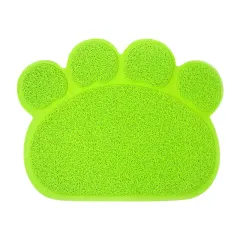 PVC Pet Dog Cat Puppy Kitten Dish Bowl Food Water Feeding Placemat, Non-Slip Cat Litter Mat Paw Shape, Rose Large - Green - View 1