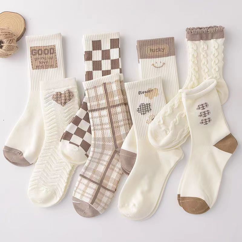 Mori Middle Tube Socks Fall New White Students Sweet Wind