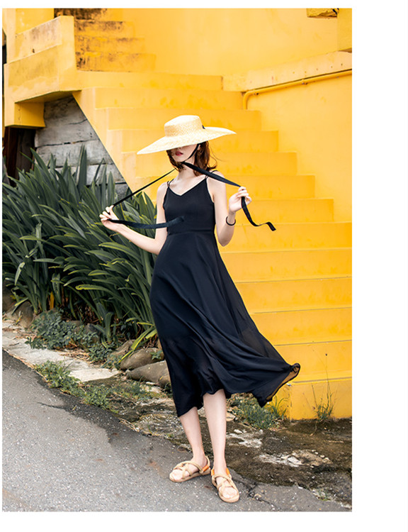 Seaside Vacation Dress Red Backless Beach Girl