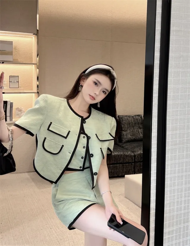 Women's Temperament Shirt Design Niche Top Aqua Jacket M - Shop at LoveMi