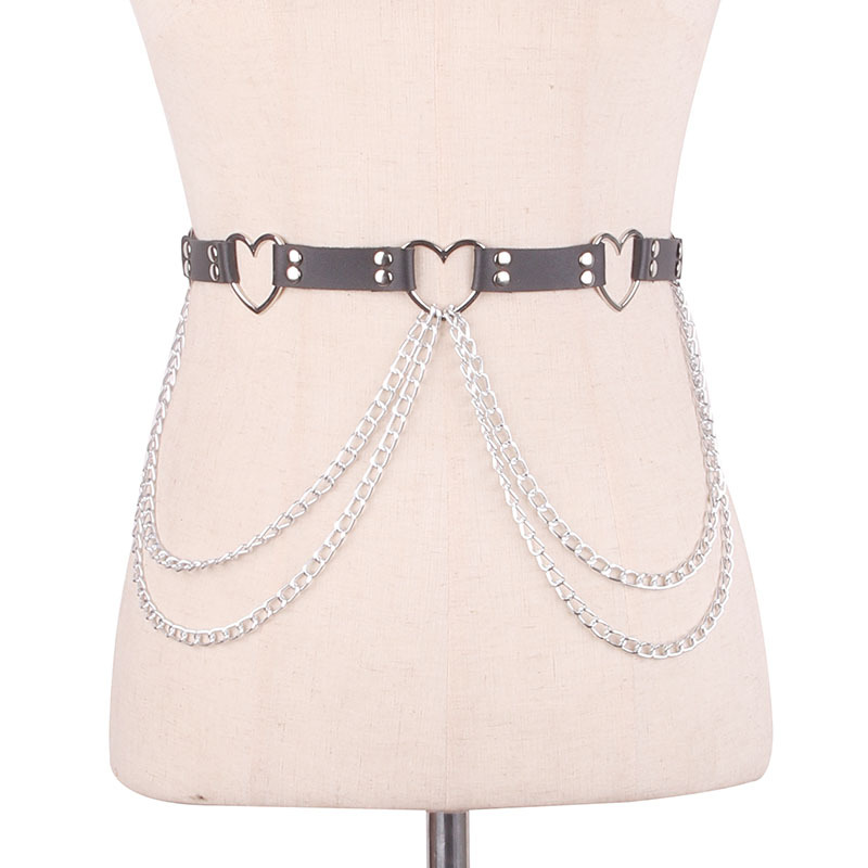 Title 7, Punk Leather Belt With Heart-shaped Metal Trim