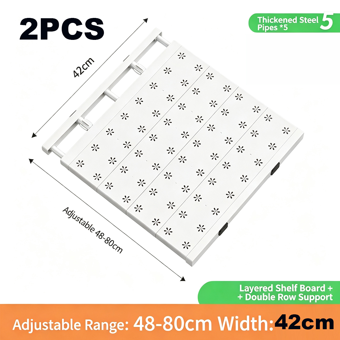 1 OR 2pcs Adjustable Extendable Closet Cupboard Storage Organizer Shelf Divider — image 6