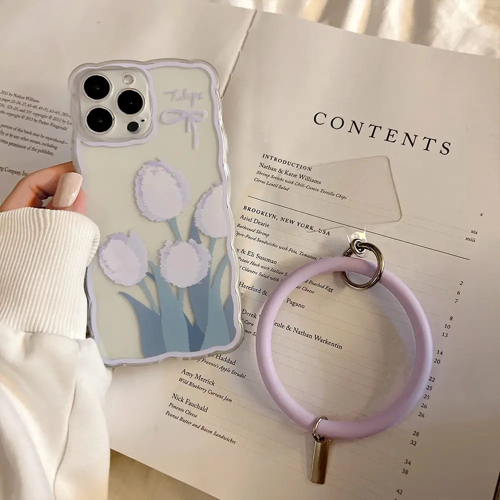 Purple Tulip Silicone Phone Case With Hanging Ring