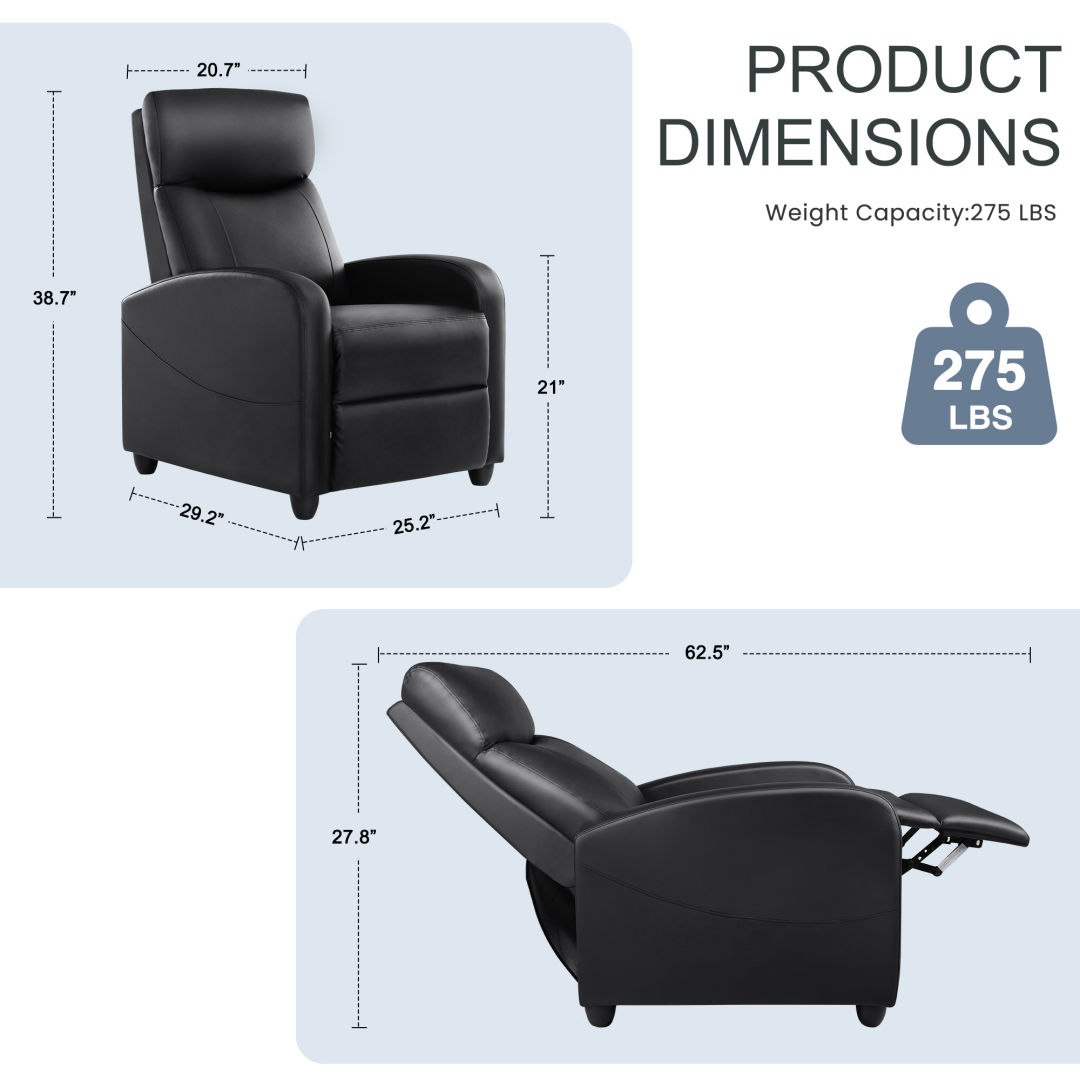 Recliner Chair PU Leather Recliner Sofa No Massage β photo 7