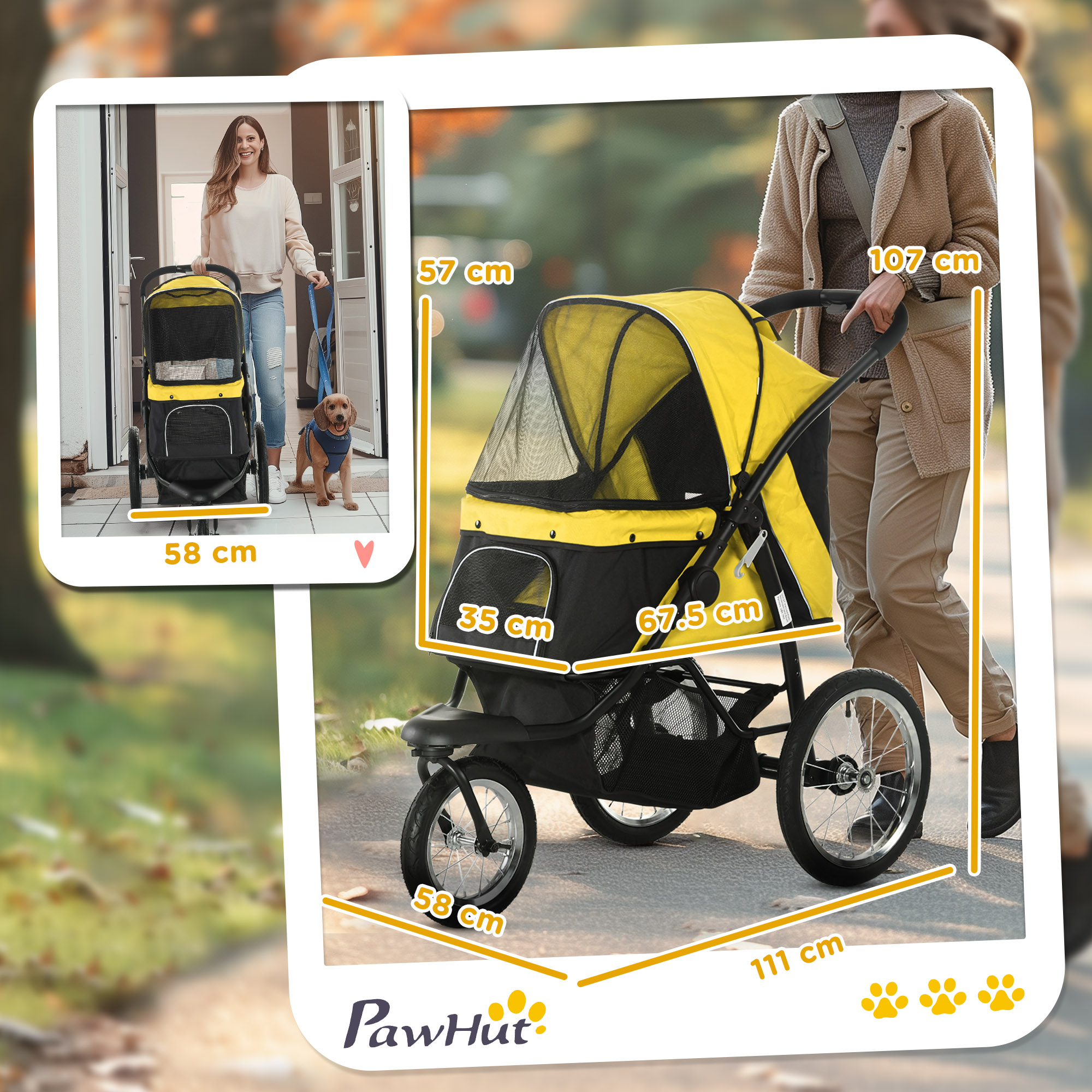 Foldable Pet Stroller-slow Sports Car, Three Wheel Design, With Sunshade — image 2