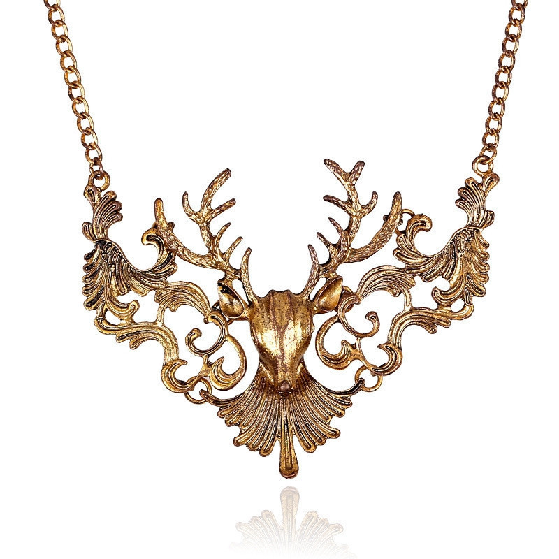 Creative Personality Retro Deer Head Exaggerated Necklace