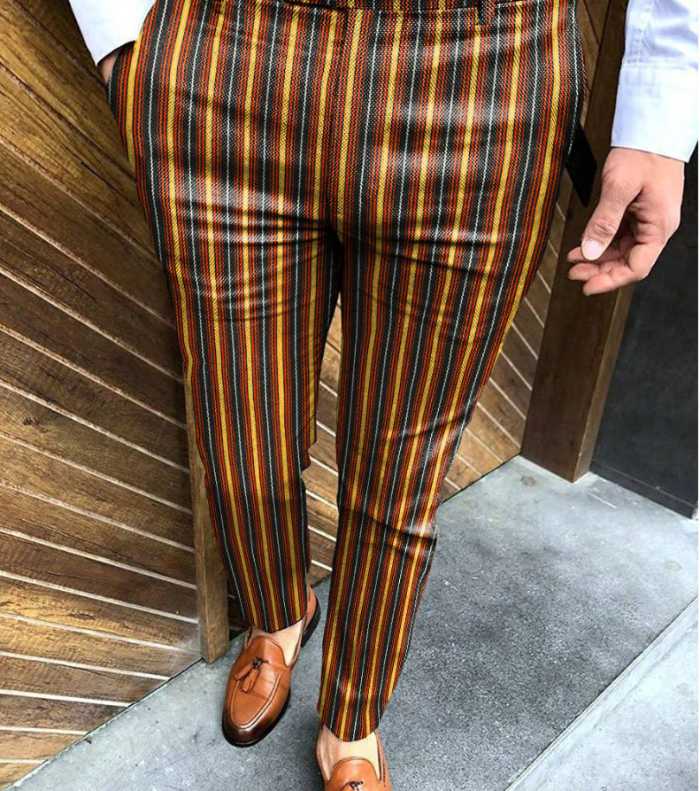 Summer Small Stripe Print Casual Fashion Men's Pencil Pants