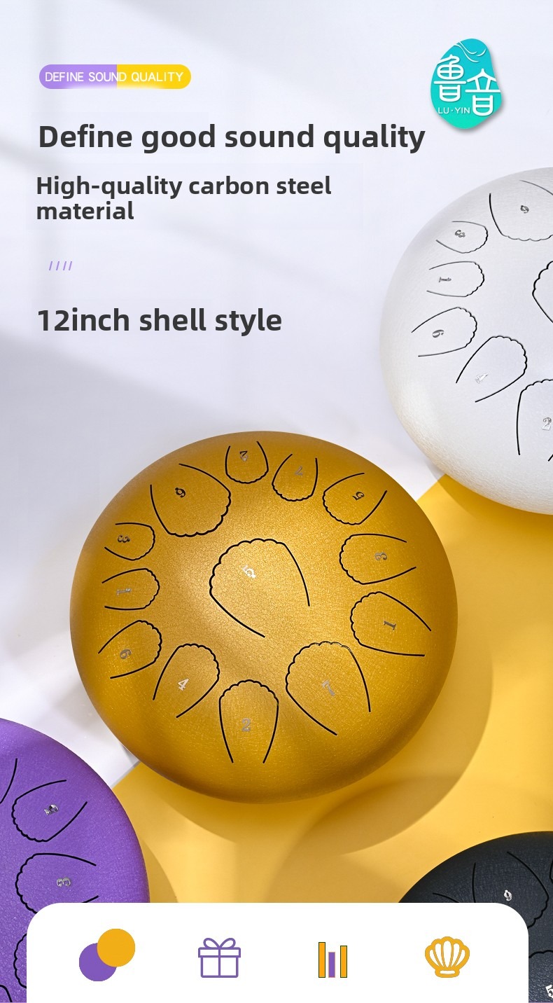 12-inch 13-tone Steel Tongue Drum, Shell Style — foto 2
