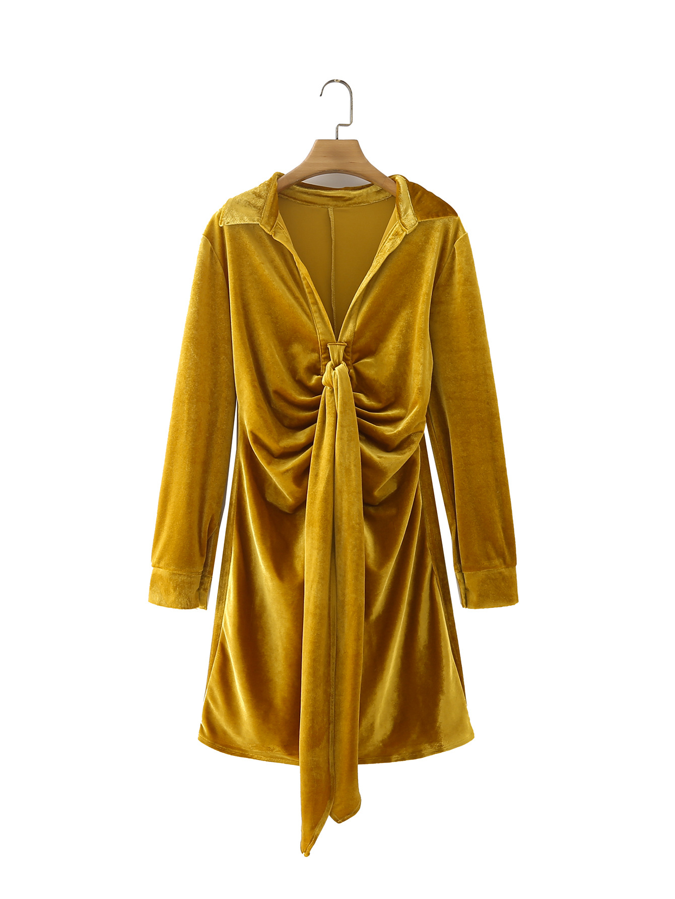 Ladies Long Sleeve Velvet Lace Up Dress