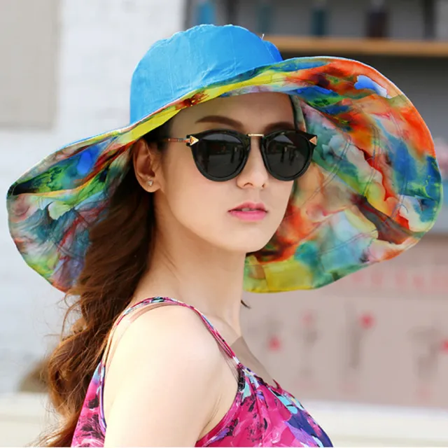 Sun Hat, Large Brim, Sun Protection, UV Protection, Double sided Beach Hat, Travel Sun Hat Sky Blue - Shop at LoveMi