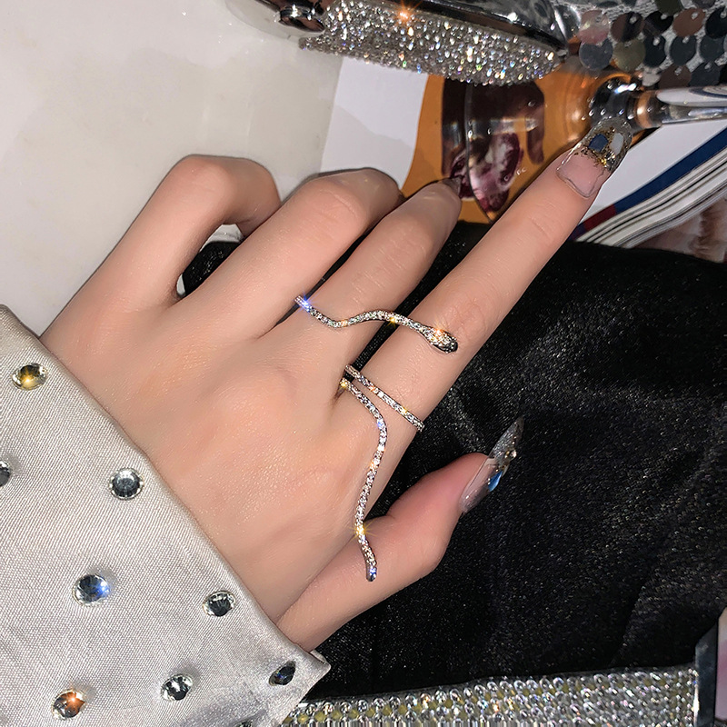 Female Light Luxury Micro Inlay Opening Adjustable Niche Design Index Finger Ring