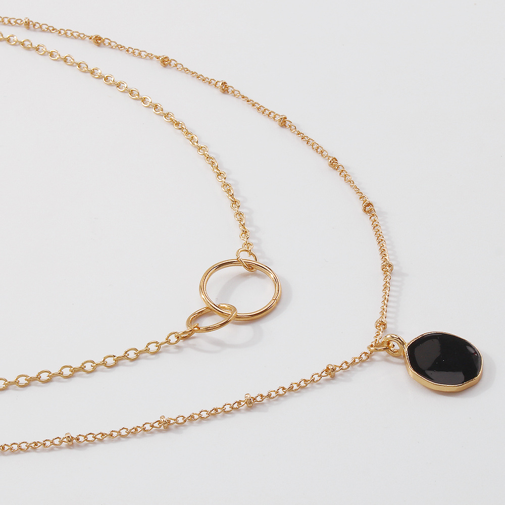 Double-layer Pendant Clavicle Chain Alloy Circle