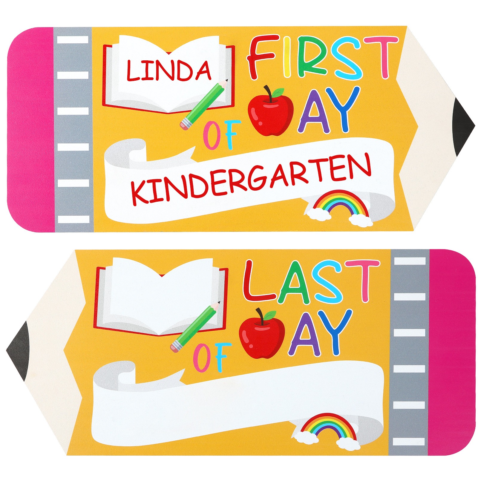First And Last Day Of School Board Sign,Double Sided Printing Pencil Chalkboard For 1st Day Of Kindergarten Preschool, Back To School Supplies Photo Props Clearance_voghion.com