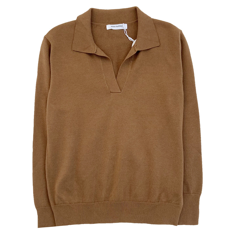 Women's Temperament Simple Lapel Slim Fit Long Sleeve Knit Sweater - Image 5