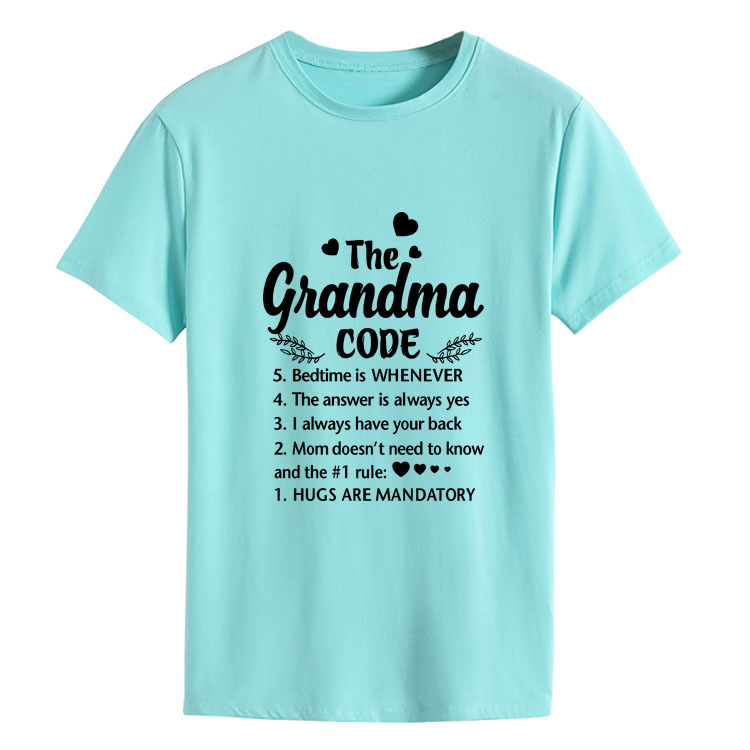 The Grandma Code Round Neck Letter Print Short Sleeves