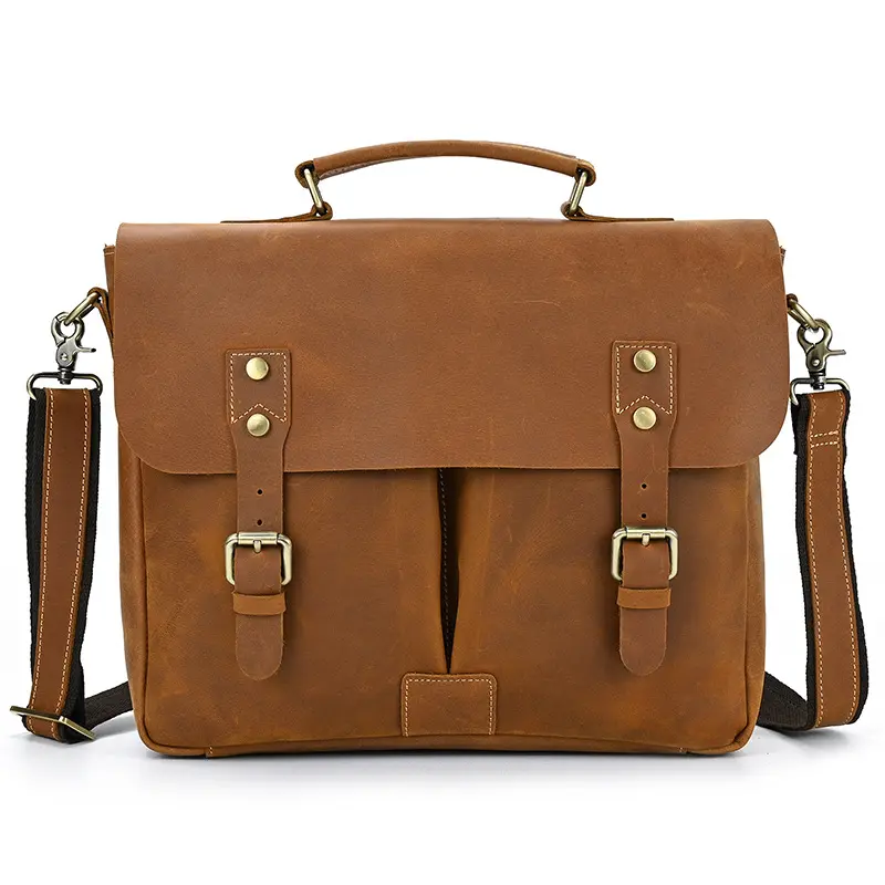 Men's Crazy Horse Leather Crossbody Bag Top
