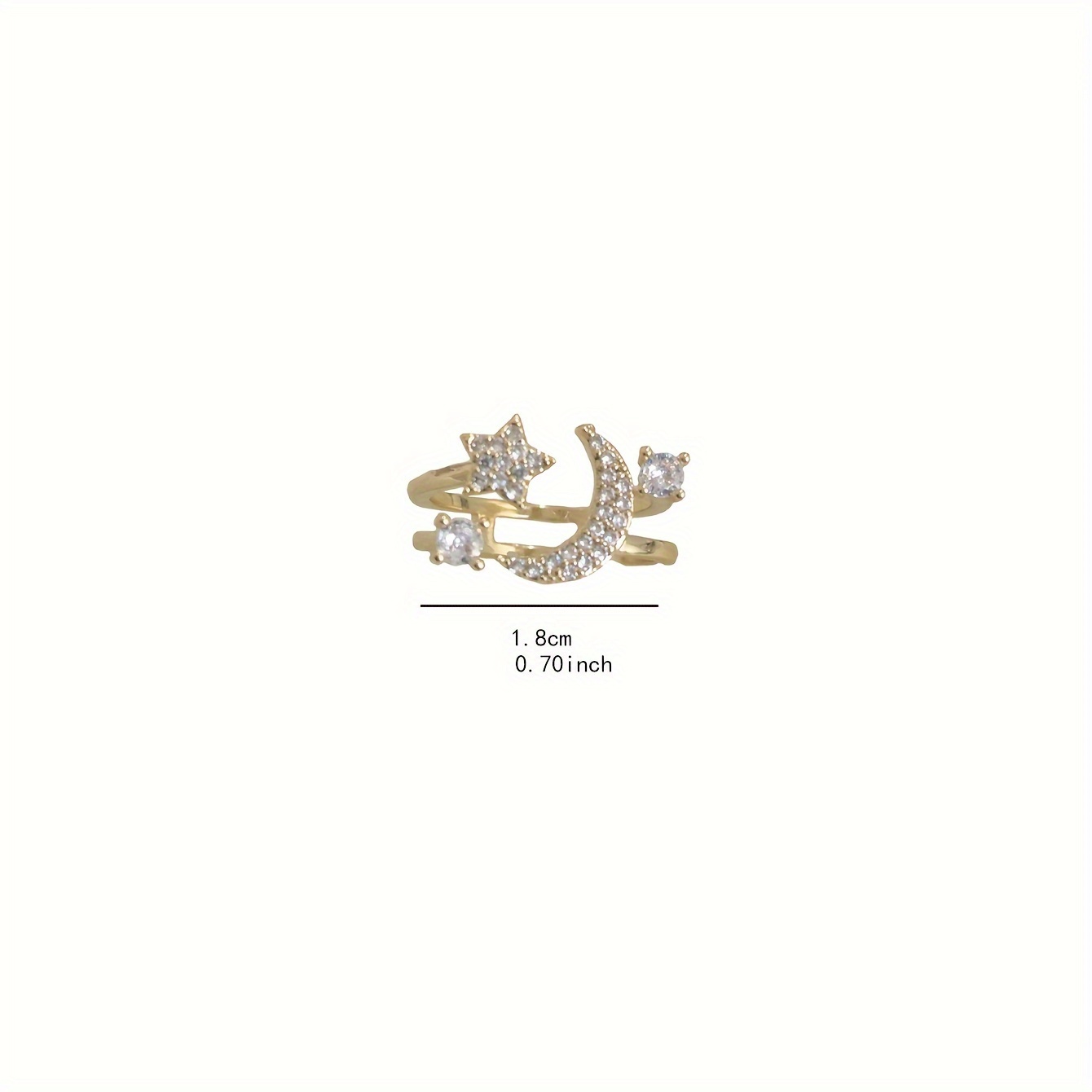 Chic Star Moon Rhinestone Ring, Retro & Minimalist Style, Daily Party Wear, Ideal Ramadan Gift