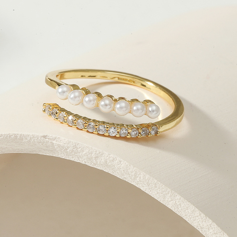 Geometric Zircon Inlaid Ring Gold Knotted Jewelry