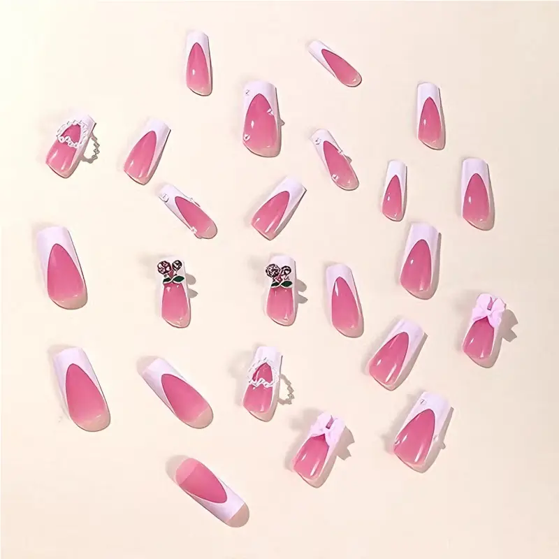 24 PCS Cherry Bow Nail Art