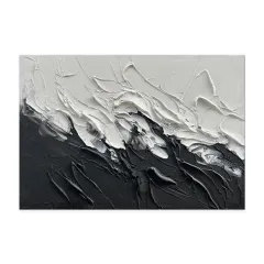 Simple Design Handmade Black And White Knife Thick Oil Painting On Canvas Abstract Wall Art Decor For Living Room Decor As Gifts - Without Inner Frame - View 1