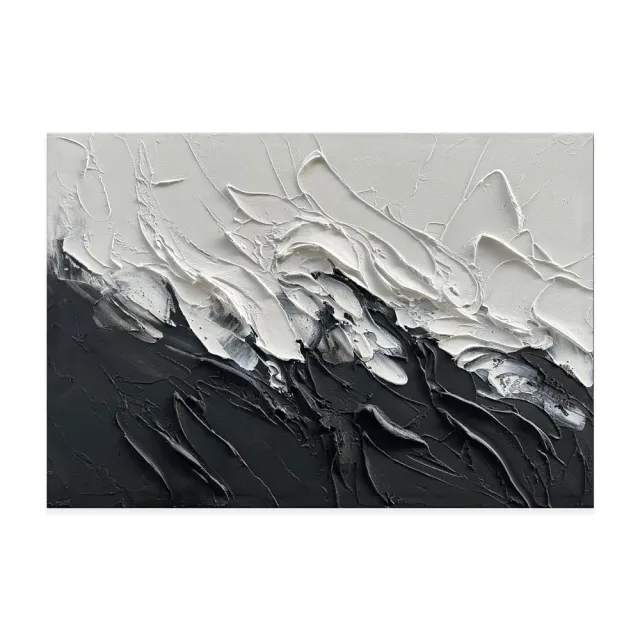 Simple Design Handmade Black And White Knife Thick Oil Painting On Canvas Abstract Wall Art Decor For Living Room Decor As Gifts Without Inner Frame - Shop at LoveMi