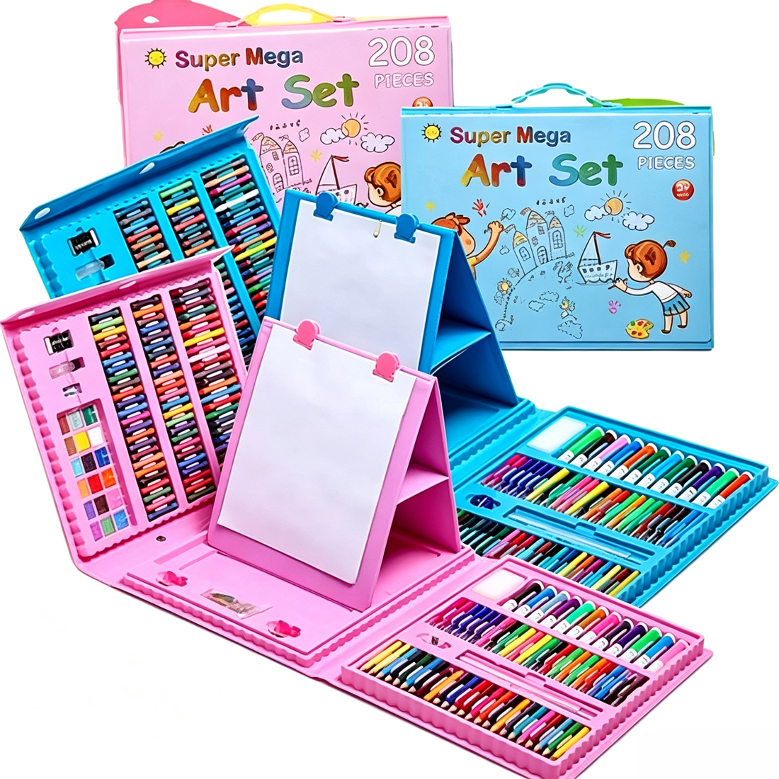 208 Pcs Art Set Kids Childrens Colouring Drawing Painting Arts & Crafts Case UK — image 9