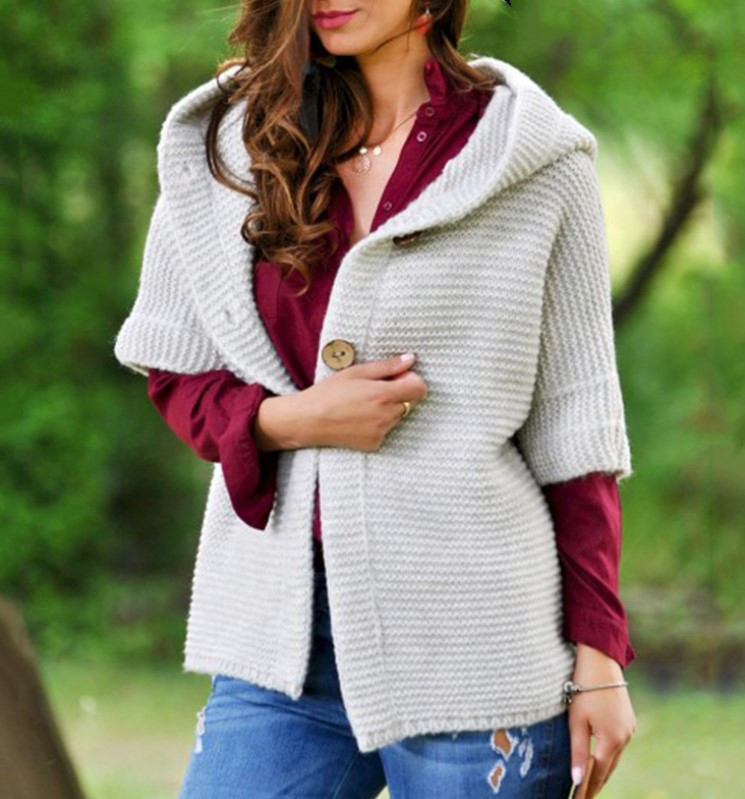 Title 4, Sweater ladies fall/winter loose knit hooded sw...