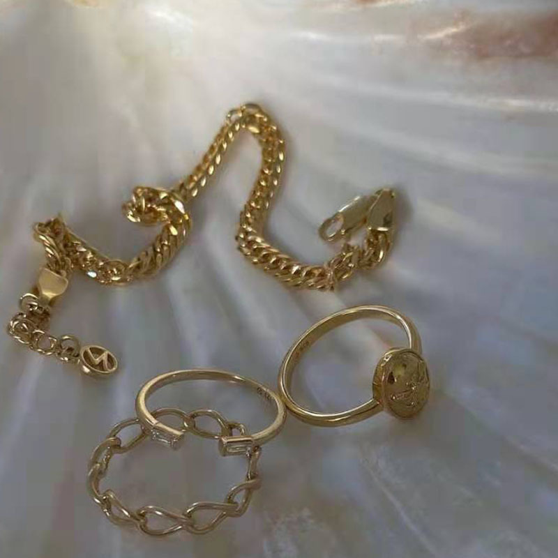 Golden Chain Ring Female Designer Design Cold Style