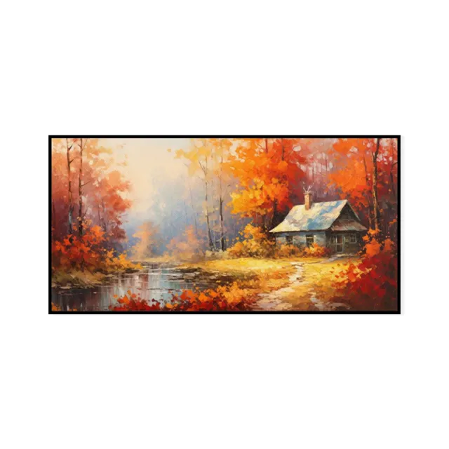 Handmade Oil Painting Canvas Wall Art Decoration Reddish Orange Tree Paintings Rural Landscape Farmhouse Pictures Artwork Room Aesthetic For Home D... Without Inner Frame - Shop at LoveMi